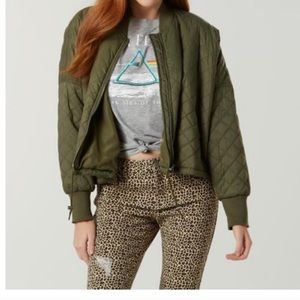 Joe Boxer Olive Green Quilted Bomber Jacket NWT